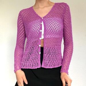 Y2K Purple Crochet Cardigan